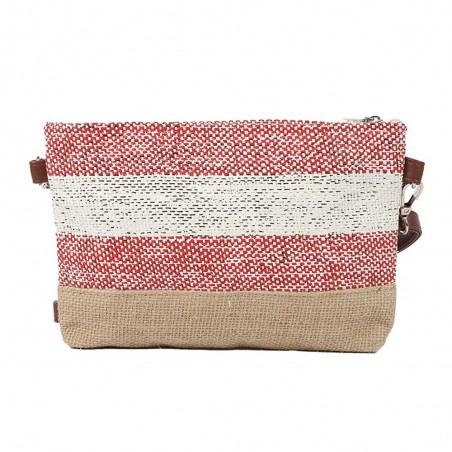 Les Tropéziennes | Pochette tressée "Joy" rouge | Sac bandoulière femme bohème chic pas cher
