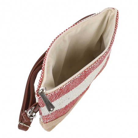 Les Tropéziennes | Pochette tressée "Joy" rouge | Sac bandoulière femme bohème chic pas cher