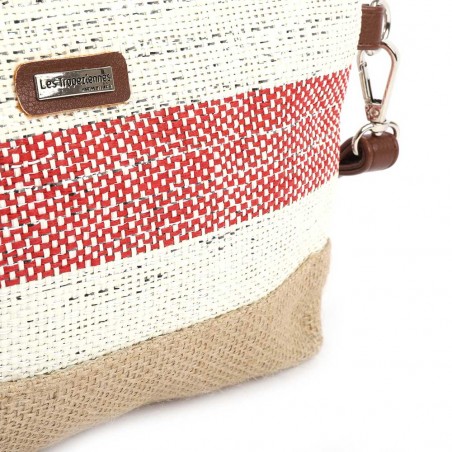 Les Tropéziennes | Pochette tressée "Joy" rouge | Sac bandoulière femme bohème chic pas cher