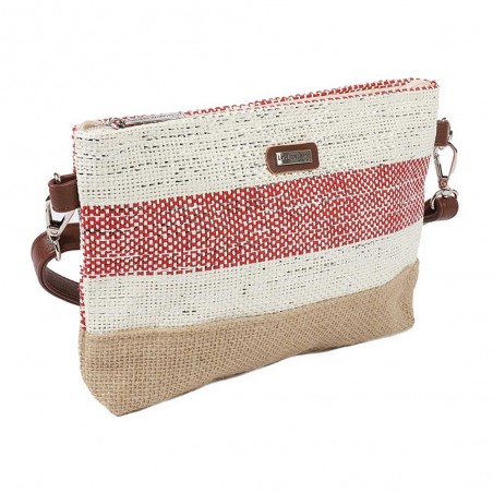 Les Tropéziennes | Pochette tressée "Joy" rouge | Sac bandoulière femme bohème chic pas cher