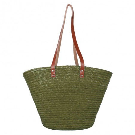 Les Tropéziennes | Panier de plage "Milos" vert kaki | Sac de plage porté épaule femme original Les Tropéziennes | Panier de plage "Milos" vert kaki | Sac de plage porté épaule femme original