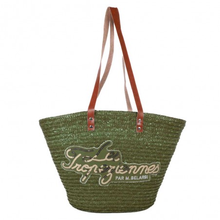 Les Tropéziennes | Panier de plage "Milos" vert kaki | Sac de plage porté épaule femme original Les Tropéziennes | Panier de plage "Milos" vert kaki | Sac de plage porté épaule femme original
