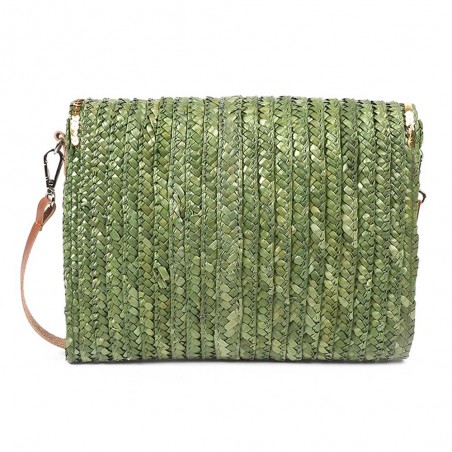 Les Tropéziennes | Pochette tressée "Milos" vert kaki | Sac bandoulière femme été style bohème chic Les Tropéziennes | Pochette tressée "Milos" vert kaki | Sac bandoulière femme été style bohème chic
