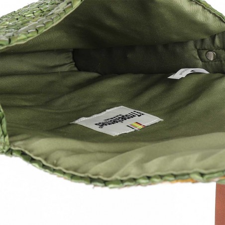 Les Tropéziennes | Pochette tressée "Milos" vert kaki | Sac bandoulière femme été style bohème chic Les Tropéziennes | Pochette tressée "Milos" vert kaki | Sac bandoulière femme été style bohème chic