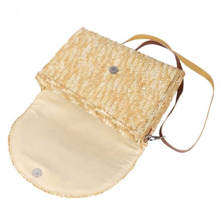 Les Tropéziennes | Pochette tressée "Milos" beige naturel | Sac bandoulière femme été style bohème chic