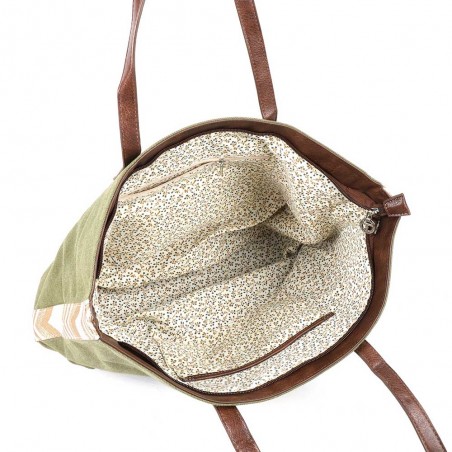 Les Tropéziennes | Sac shopping "Oliana" kaki | Sac à main femme porté épaule grand format style bohème chic été Les Tropéziennes | Sac shopping "Oliana" kaki | Sac à main femme porté épaule grand format style bohème chic été