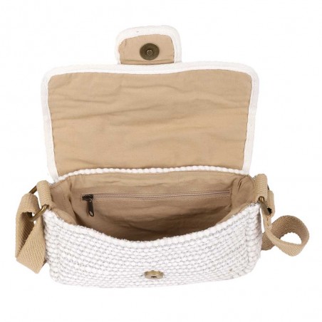Les Tropéziennes | Sac bandoulière "Gaia" blanc | Sac femme porté croisé style bohème chic été pas cher Les Tropéziennes | Sac bandoulière "Gaia" blanc | Sac femme porté croisé style bohème chic été pas cher