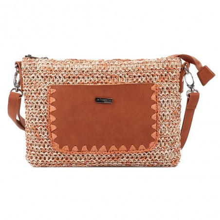 Les Tropéziennes | Sac bandoulière "Enoha" orange | Pochette femme porté croisé ou main style bohème chic