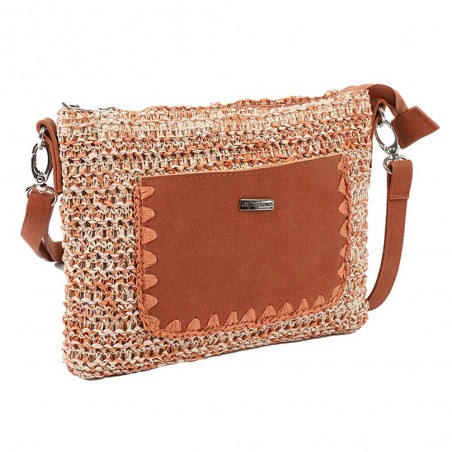 Les Tropéziennes | Sac bandoulière "Enoha" orange | Pochette femme porté croisé ou main style bohème chic