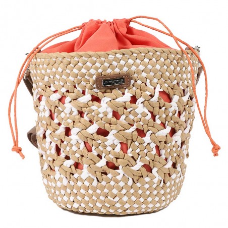 Les Tropéziennes | Panier rond "Clay" blanc | Sac femme style panier tressé bohème chic pas cher