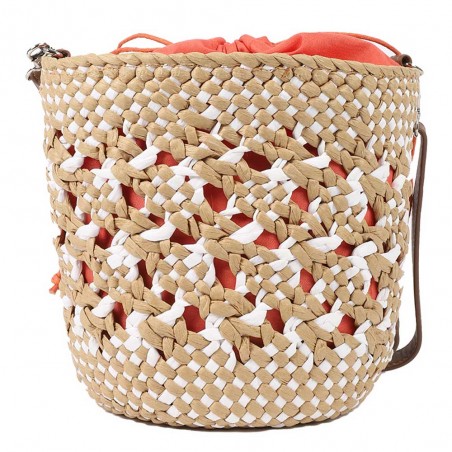 Les Tropéziennes | Panier rond "Clay" blanc | Sac femme style panier tressé bohème chic pas cher