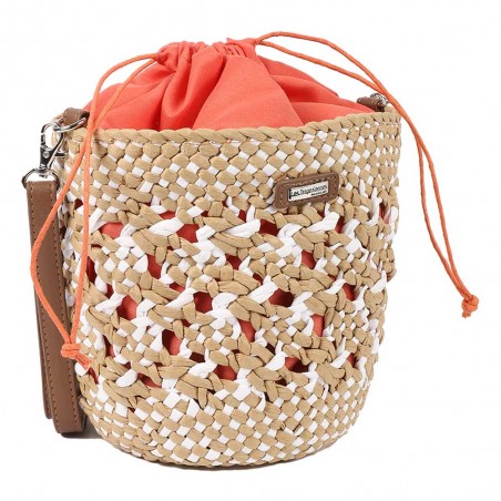 Les Tropéziennes | Panier rond "Clay" blanc | Sac femme style panier tressé bohème chic pas cher