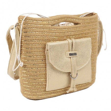 Les Tropéziennes | Sac bandoulière "Dario" beige | Sac femme forme panier porté épaule pas cher