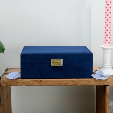 Maison Scarlett | Coffret à bijoux en velours "Louise" bleu marine | Boîte à bijoux femme élégante grand format Maison Scarlett | Coffret à bijoux en velours "Louise" bleu marine | Boîte à bijoux femme élégante grand format
