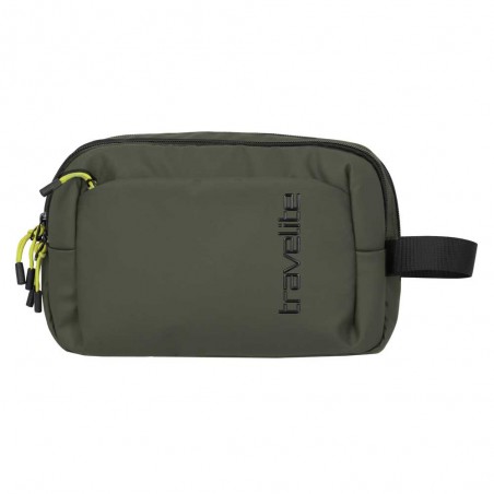 Travelite | Trousse de toilette double "Briize" kaki | Nécessaire de voyage homme 2 compartiments imperméable