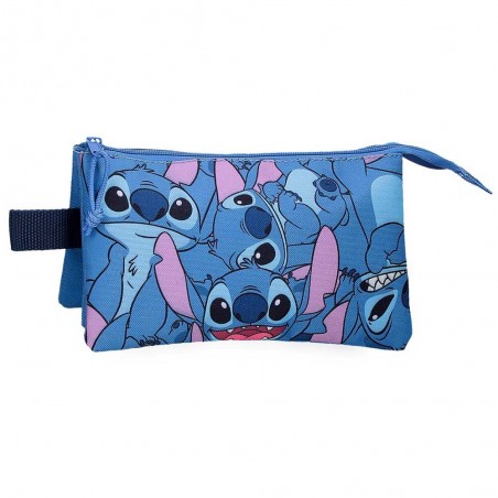 Disney | Trousse triple Stitch "Happy" | Trousse scolaire 3 compartiments imprimé Stitch original pas cher Disney | Trousse triple Stitch "Happy" | Trousse scolaire 3 compartiments imprimé Stitch original pas cher