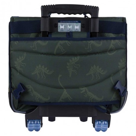 Tann's | Cartable à roulettes Tann's 38cm "Timothée" kaki broderies dinosaures | Sac scolaire trolley garçon pas cher Tann's | Cartable à roulettes Tann's 38cm "Timothée" kaki broderies dinosaures | Sac scolaire trolley garçon pas cher