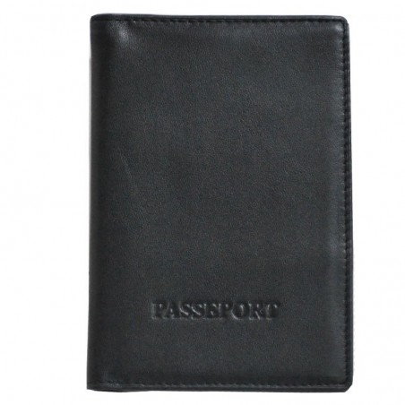 Etui pour passeport en cuir KATANA noir | Protège-passeport voyages homme femme