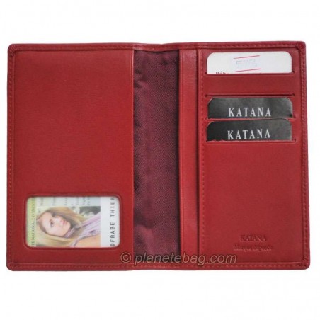 Etui pour passeport en cuir KATANA rouge | Protège-passeport voyages homme femme