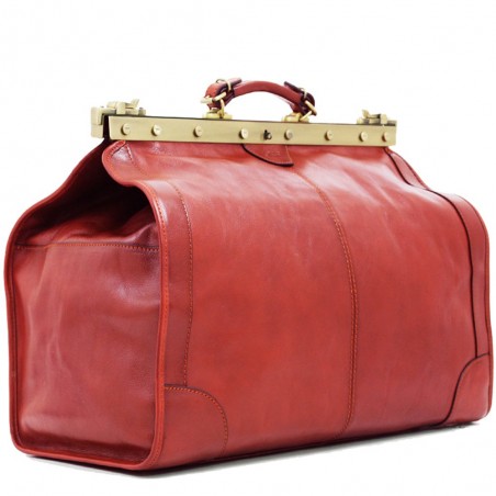 Sac de voyage Doctor Bag en Cuir de vachette - Rouge