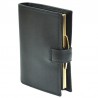Portefeuille femme à fermoir en cuir de vachette lisse - Noir Portefeuille femme à fermoir en cuir de vachette lisse - Noir
