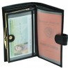 Portefeuille femme à fermoir en cuir de vachette lisse - Noir Portefeuille femme à fermoir en cuir de vachette lisse - Noir