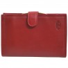 Portefeuille femme à fermoir en cuir de vachette lisse - Rouge Portefeuille femme à fermoir en cuir de vachette lisse - Rouge