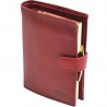 Portefeuille femme à fermoir en cuir de vachette lisse - Rouge Portefeuille femme à fermoir en cuir de vachette lisse - Rouge
