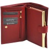 Portefeuille femme à fermoir en cuir de vachette lisse - Rouge Portefeuille femme à fermoir en cuir de vachette lisse - Rouge