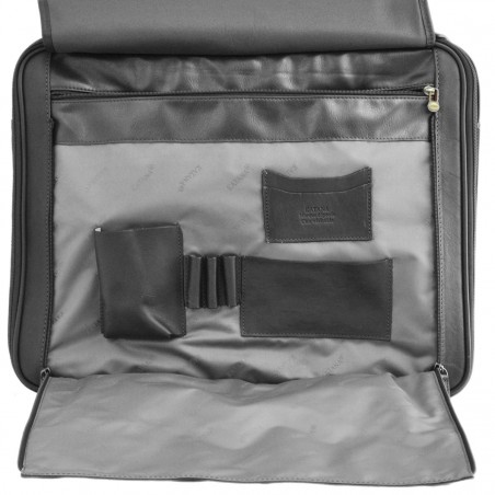 Pilot case affaires en cuir 17" KATANA noir | Bagage à roulettes professionnel business compatible cabine avion Pilot case affaires en cuir 17" KATANA noir | Bagage à roulettes professionnel business compatible cabine avion
