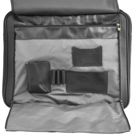 Pilot case affaires en cuir 17" KATANA noir | Bagage à roulettes professionnel business compatible cabine avion