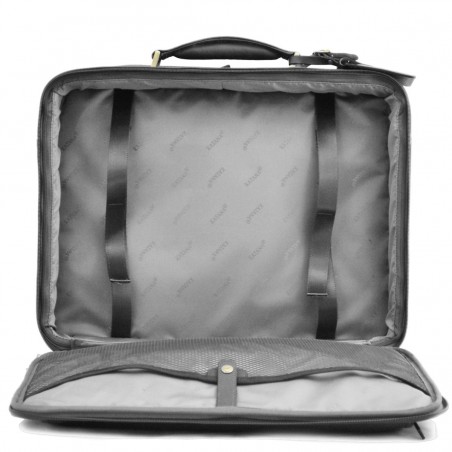 Pilot case affaires en cuir 17" KATANA noir | Bagage à roulettes professionnel business compatible cabine avion