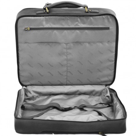 Pilot case affaires en cuir 17" KATANA noir | Bagage à roulettes professionnel business compatible cabine avion