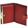 Portefeuille femme à fermoir en cuir de vachette lisse - Rouge Portefeuille femme à fermoir en cuir de vachette lisse - Rouge