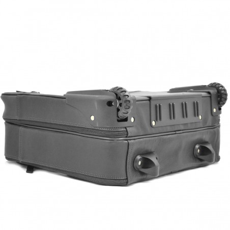 Pilot case affaires en cuir 17" KATANA noir | Bagage à roulettes professionnel business compatible cabine avion Pilot case affaires en cuir 17" KATANA noir | Bagage à roulettes professionnel business compatible cabine avion