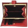 Portefeuille femme à fermoir en cuir de vachette lisse - Rouge Portefeuille femme à fermoir en cuir de vachette lisse - Rouge