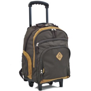 Sac à dos à roulettes garçon SNOWBALL marron - Sac trolley pas cher