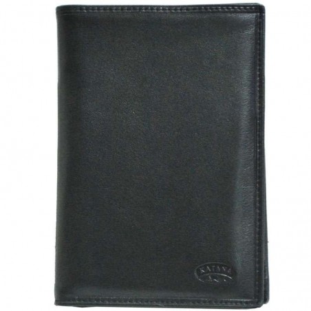Portefeuille mixte en cuir KATANA noir | Porte-cartes homme porte-monnaie pas cher
