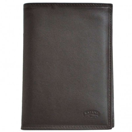 Portefeuille mixte en cuir KATANA marron foncé | Porte-cartes homme porte-monnaie pas cher