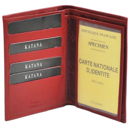 Portefeuille mixte en cuir KATANA rouge | Porte-cartes homme porte-monnaie pas cher