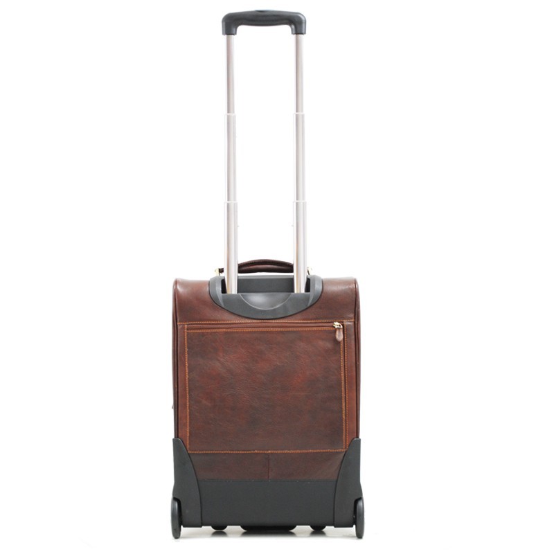 Valise cabine en cuir marron